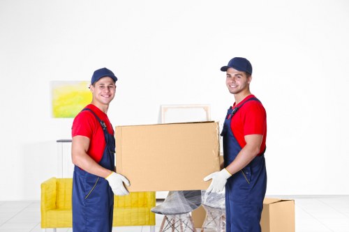 Commercial moving service in Battersea with office furniture and boxes