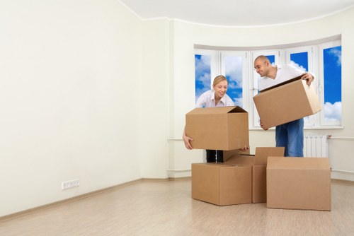 House movers working in a Battersea street with local residential properties